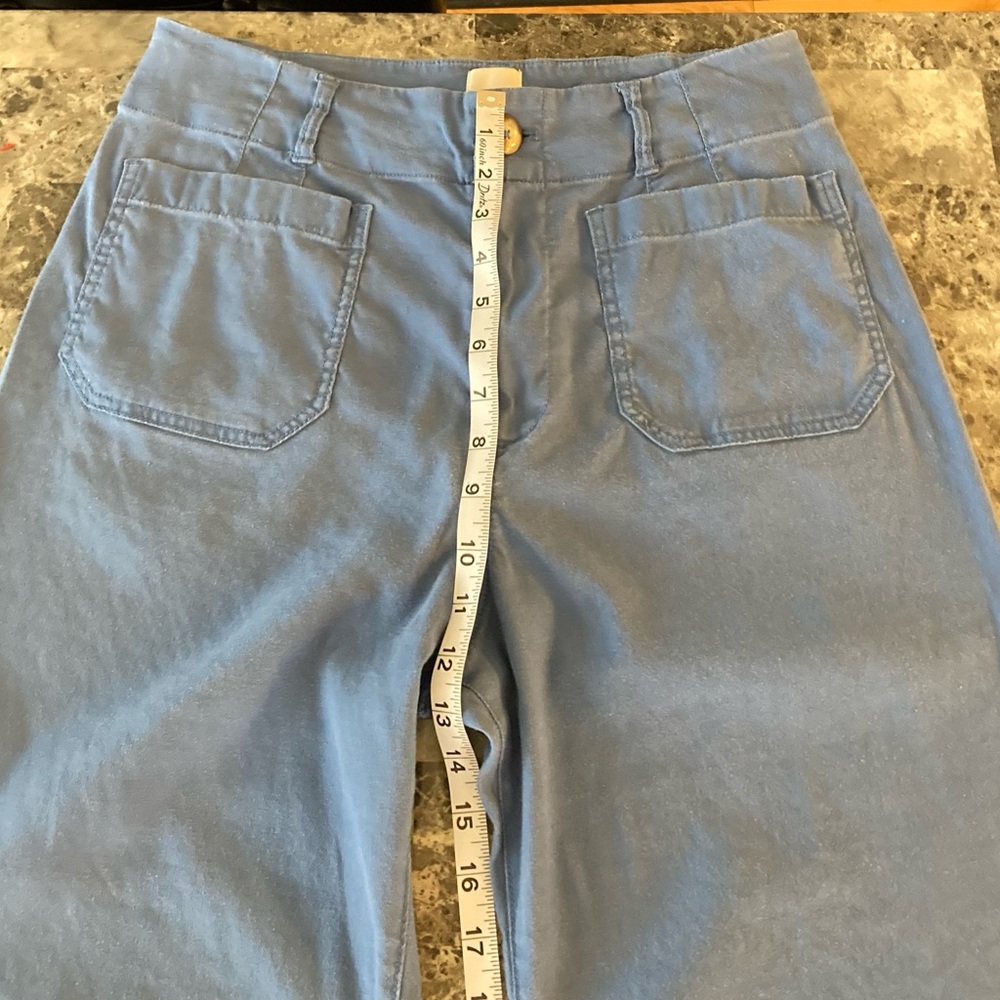 Anthropologie Maeve Blue Sea The Colette Crop Wide Leg Pant High Rise WMSZ 31 P - Picture 12 of 15